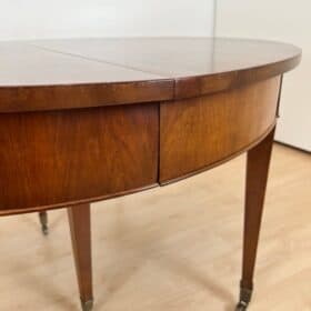 Empire or Biedermeier Dining Table, Walnut, Brass, Expandable, Swiss circa 1810