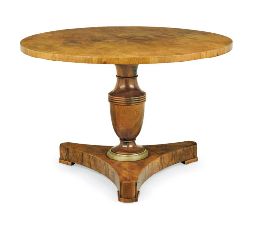 Biedermeier Walnut Pedestal Table, Vienna, c. 1825.