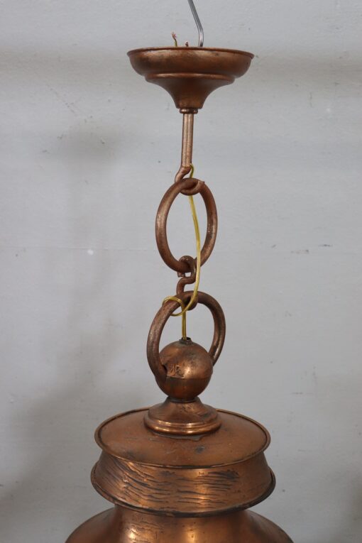 Pair of Very Large Copper and Glass Lanterns, Italy 1940s - Image 4