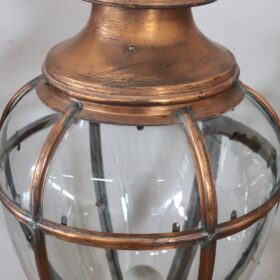 Pair of Very Large Copper and Glass Lanterns, Italy 1940s