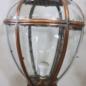 Pair of Very Large Copper and Glass Lanterns, Italy 1940s