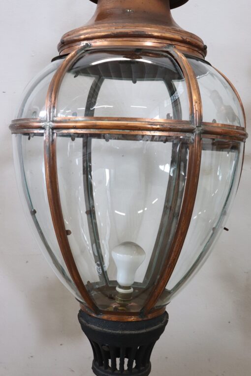 Pair of Very Large Copper and Glass Lanterns, Italy 1940s - Image 6