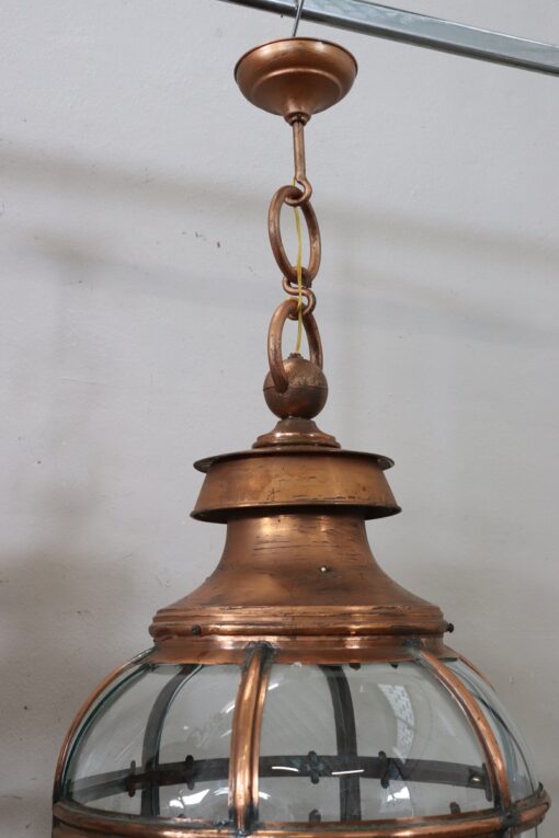 Pair of Very Large Copper and Glass Lanterns, Italy 1940s - Image 10