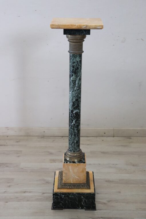 Late 19th Century Italian Napoleon III Antique Column in Green and Yellow Marble - Image 2