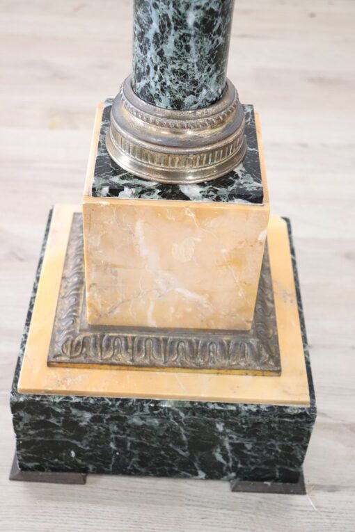 Late 19th Century Italian Napoleon III Antique Column in Green and Yellow Marble - Image 6