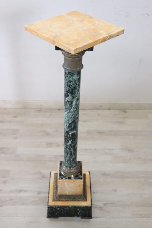 Late 19th Century Italian Napoleon III Antique Column in Green and Yellow Marble - Image 8