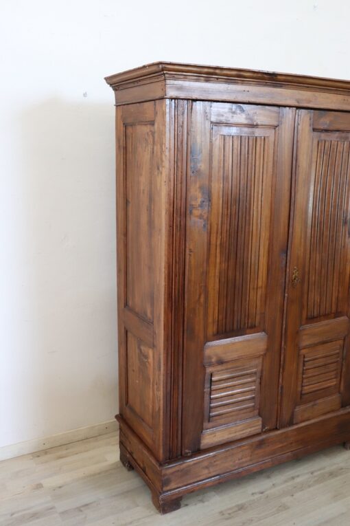 Late 19th Century Italian Solid Poplar Wood Small Antique Wardrobe - Image 6