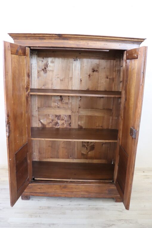 Late 19th Century Italian Solid Poplar Wood Small Antique Wardrobe - Image 7