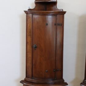 18th Century Italian Louis XV Solid Walnut Pair of Antique Corner Cupboards