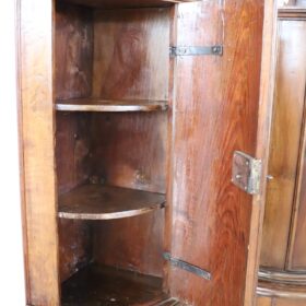 18th Century Italian Louis XV Solid Walnut Pair of Antique Corner Cupboards