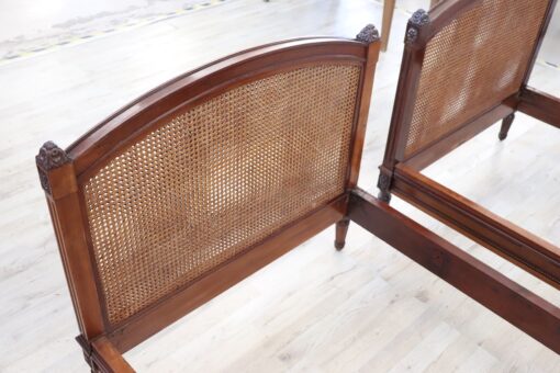 Early 20th Century Italian Walnut and Vienna Straw Pair of Single Beds - Image 11