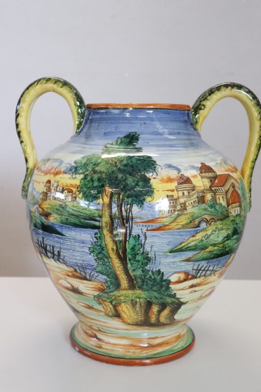 20th Century Italy Florentine Production Ceramic Vase, Signed - Image 8