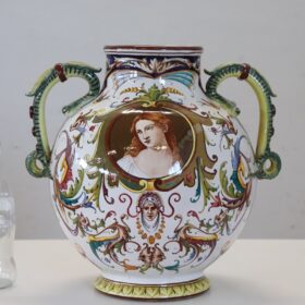 Mid 20th Century Italy Faenza Production Ceramic Vase, Signed
