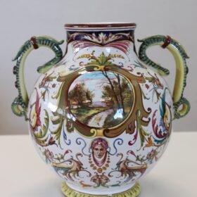 Mid 20th Century Italy Faenza Production Ceramic Vase, Signed