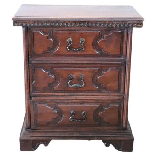 Rare 18th Century Italian Tuscany Solid Walnut Antique Nightstand