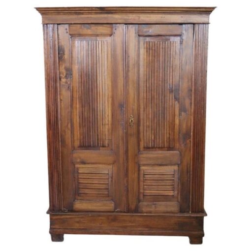 Late 19th Century Italian Solid Poplar Wood Small Antique Wardrobe