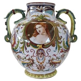 Mid 20th Century Italy Faenza Production Ceramic Vase, Signed