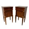 Pair of Venetian Empire nightstands, Northern Italy circa 1810, walnut veneer with gilt columns and brass lion-head pulls.- Styylish