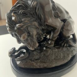 Alternative view of Bronze Figure: Lion Fighting a Snake, After A. Barye, France, 20th Century.