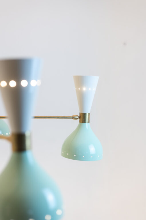 Mid-Century Italian Diabolo Chandelier in Brass and Green Lacquer - Image 9