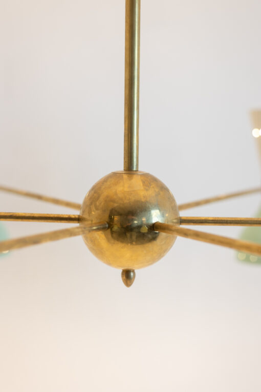 Mid-Century Italian Diabolo Chandelier in Brass and Green Lacquer - Image 10