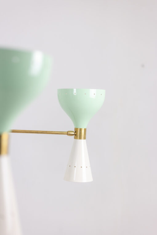 Mid-Century Italian Diabolo Chandelier in Brass and Green Lacquer - Image 11