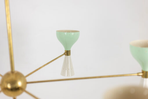 Mid-Century Italian Diabolo Chandelier in Brass and Green Lacquer - Image 6