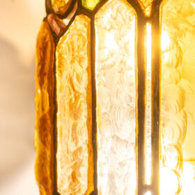 Wrought Iron Wall Lamp, Colored Glass, 1960s.