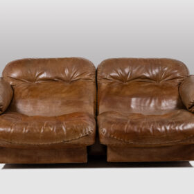 Maison De Sede Two-Seater Sofa in Gold Buffalo Leather, 1970s