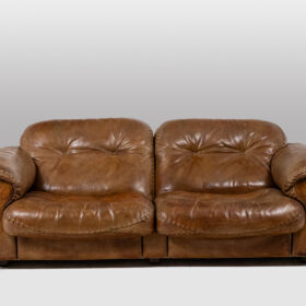 Maison De Sede Two-Seater Sofa in Gold Buffalo Leather, 1970s