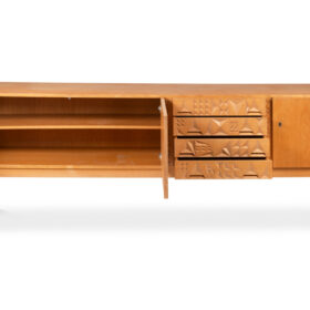 Oak Veneer Sideboard, 3 Doors and 4 Drawers, 1960s–70s