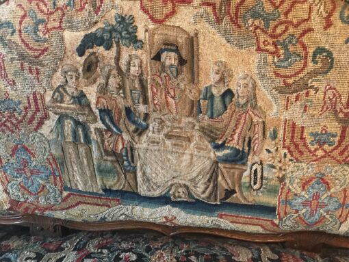 Baroque Sofa- detail of needlepoint covering center- Styylish