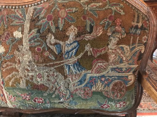 Baroque Sofa- detail of needlepoint covering right- Styylish