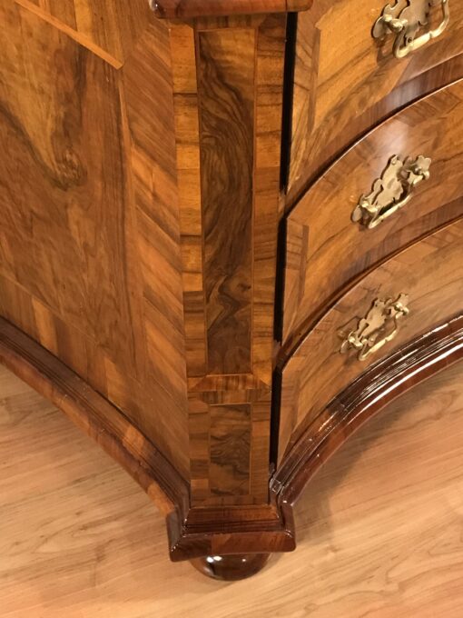 European Baroque cabinet on bun feet with inlaid walnut veneer, circa 1750- Styylish
