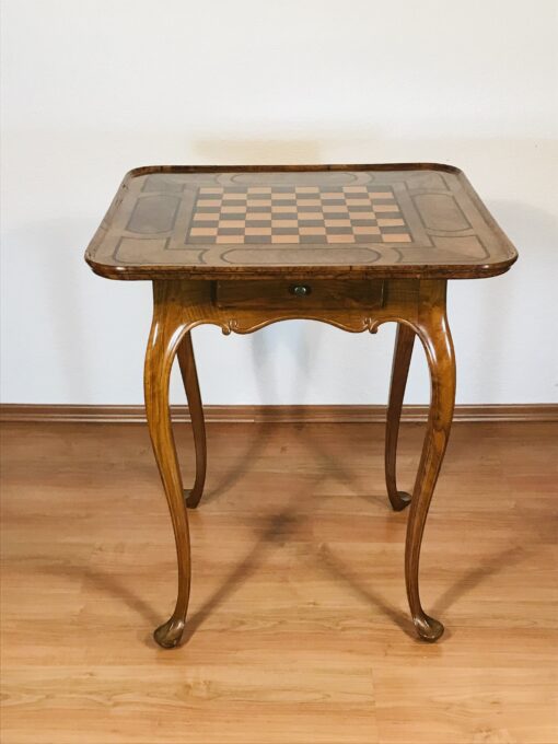 Antique Baroque game table with cabriole legs and marquetry border- Styylish