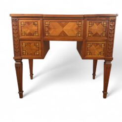 Neoclassical Vanity South Germany 1780, cherry veneer with geometric inlays, mirror, compartments, and chess board- back view- Styylish