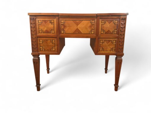 Neoclassical Vanity South Germany 1780, cherry veneer with geometric inlays, mirror, compartments, and chess board- back view- Styylish