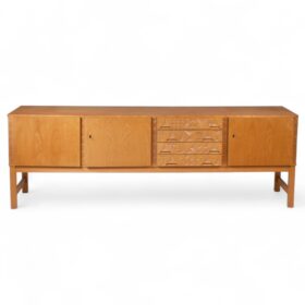 Oak Veneer Sideboard, 3 Doors and 4 Drawers, 1960s–70s