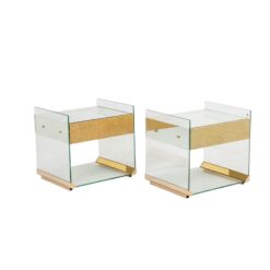 Pair of Bedside tables with glass and brass- Styylish