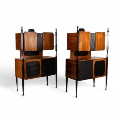 Pair of Italian Teak Veneer Cabinets- Styylish