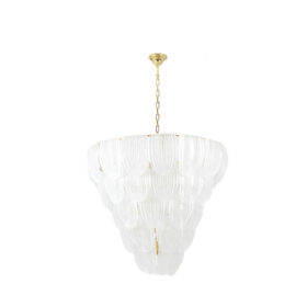 White Murano Glass Chandelier, Italy, Contemporary Work.