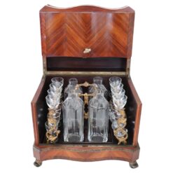 Antique Liquor Case with decanters and glasses in a wooden case- Styylish