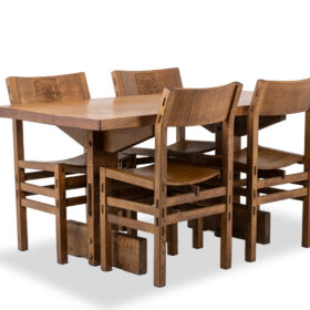 Brutalist-style Table and Chairs, Officina Rivadossi, Italy, circa 1970