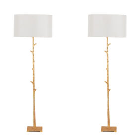 Pair of Gold Metal Floor Lamps, 20th century.