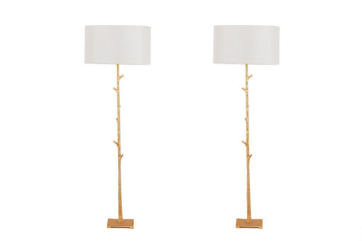 Pair of Gold Metal Floor Lamps, 20th century.