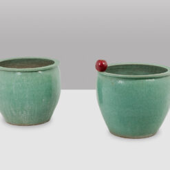 Alternative view of Large Glazed Terracotta Planters, Pair, 1950s