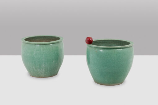Large Glazed Terracotta Planters, Pair, 1950s - Image 2