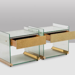 Alternative view of Pair of Bedside Tables in Brass, Glass and Mirror, 1970s