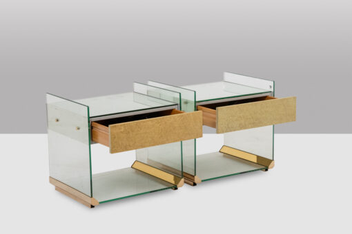Pair of Bedside Tables in Brass, Glass and Mirror, 1970s - Image 2