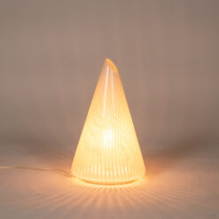 Alternative view of Conical Murano Glass Lamp, white striped pattern, 1970s.